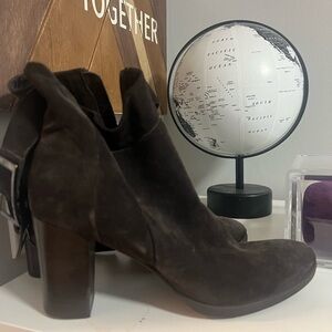 Chocolate Brown suede ankle boots!